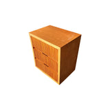 Bedside Tables: Bedside Table MDF Brown Colour Waveform Design Three Drawers