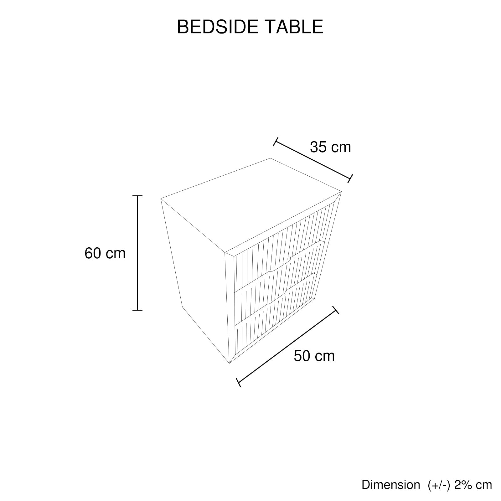 Bedside Tables: Bedside Table MDF Brown Colour Waveform Design Three Drawers