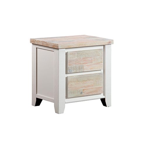 Bedside Table Coastal Grey and Miami White Colour 2 Drawers Night Stand