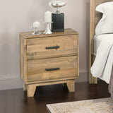Bedside Tables: Bedside Table 2 drawers Night Stand Solid Wood Storage Light Brown Colour