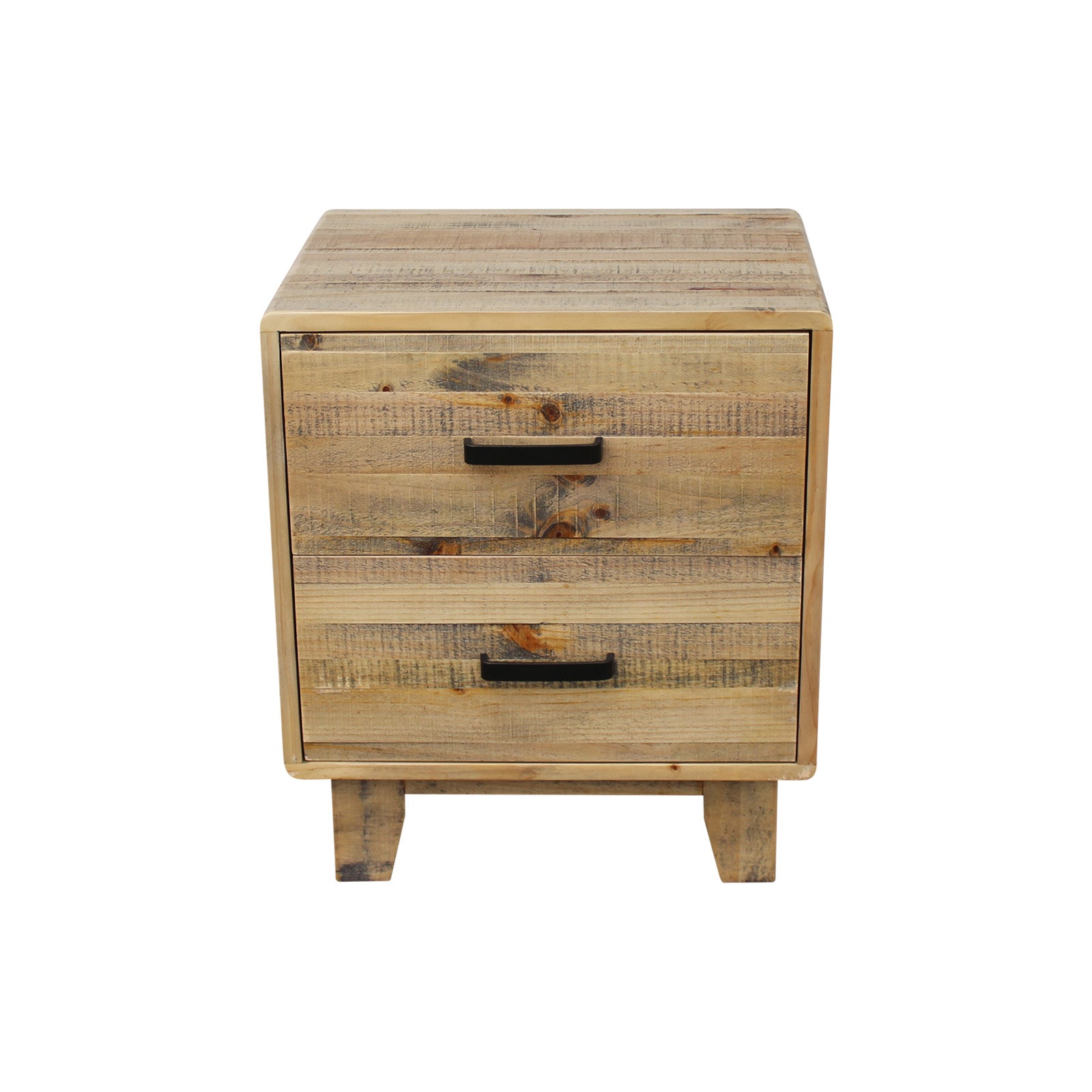 Bedside Tables: Bedside Table 2 drawers Night Stand Solid Wood Storage Light Brown Colour