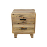 Bedside Tables: Bedside Table 2 drawers Night Stand Solid Wood Storage Light Brown Colour