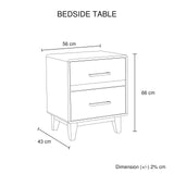 Bedside Tables: Bedside Table 2 drawers Night Stand Solid Wood Storage Light Brown Colour