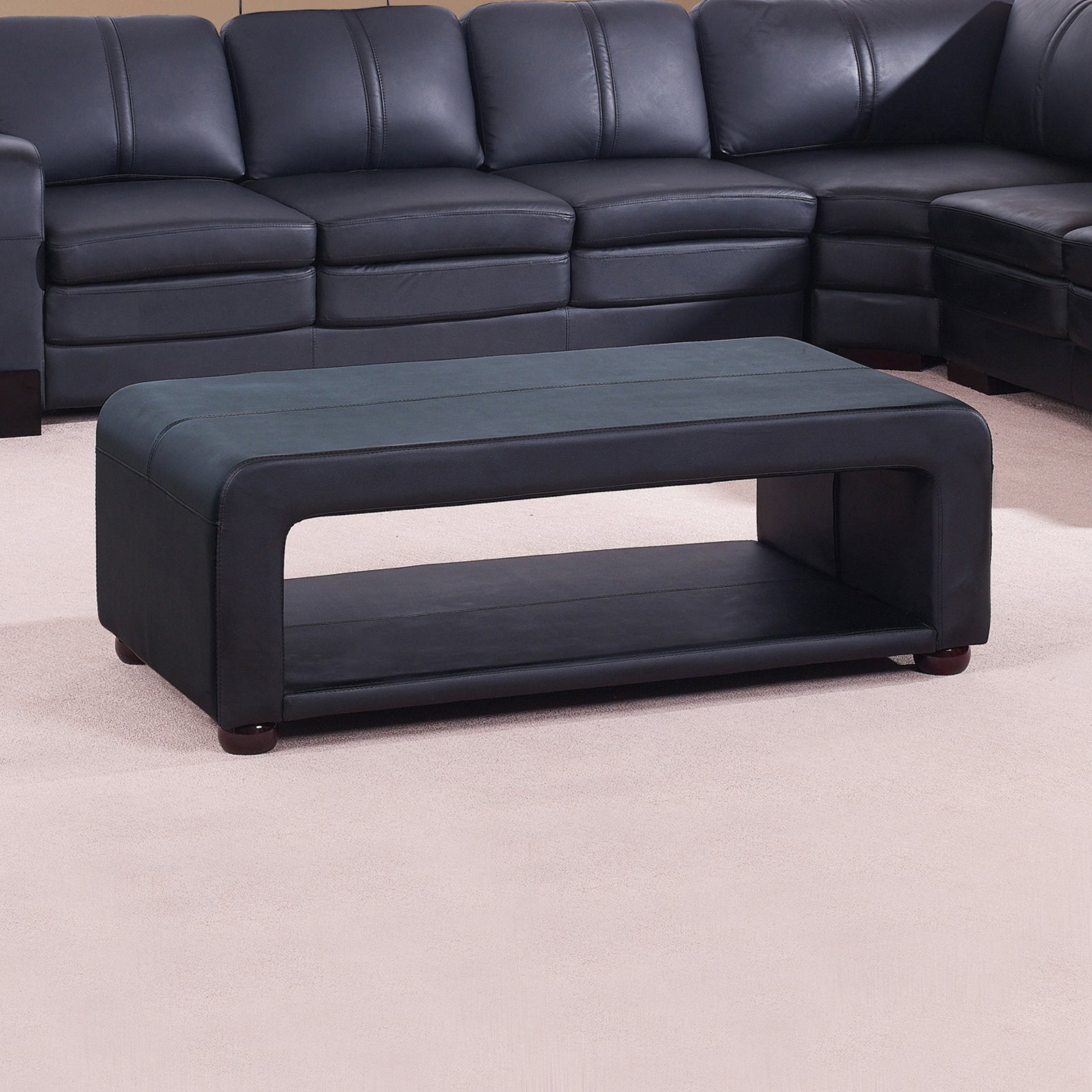 Gaming Chairs: Coffee Table Upholstered PU Leather in Black Colour with open storage