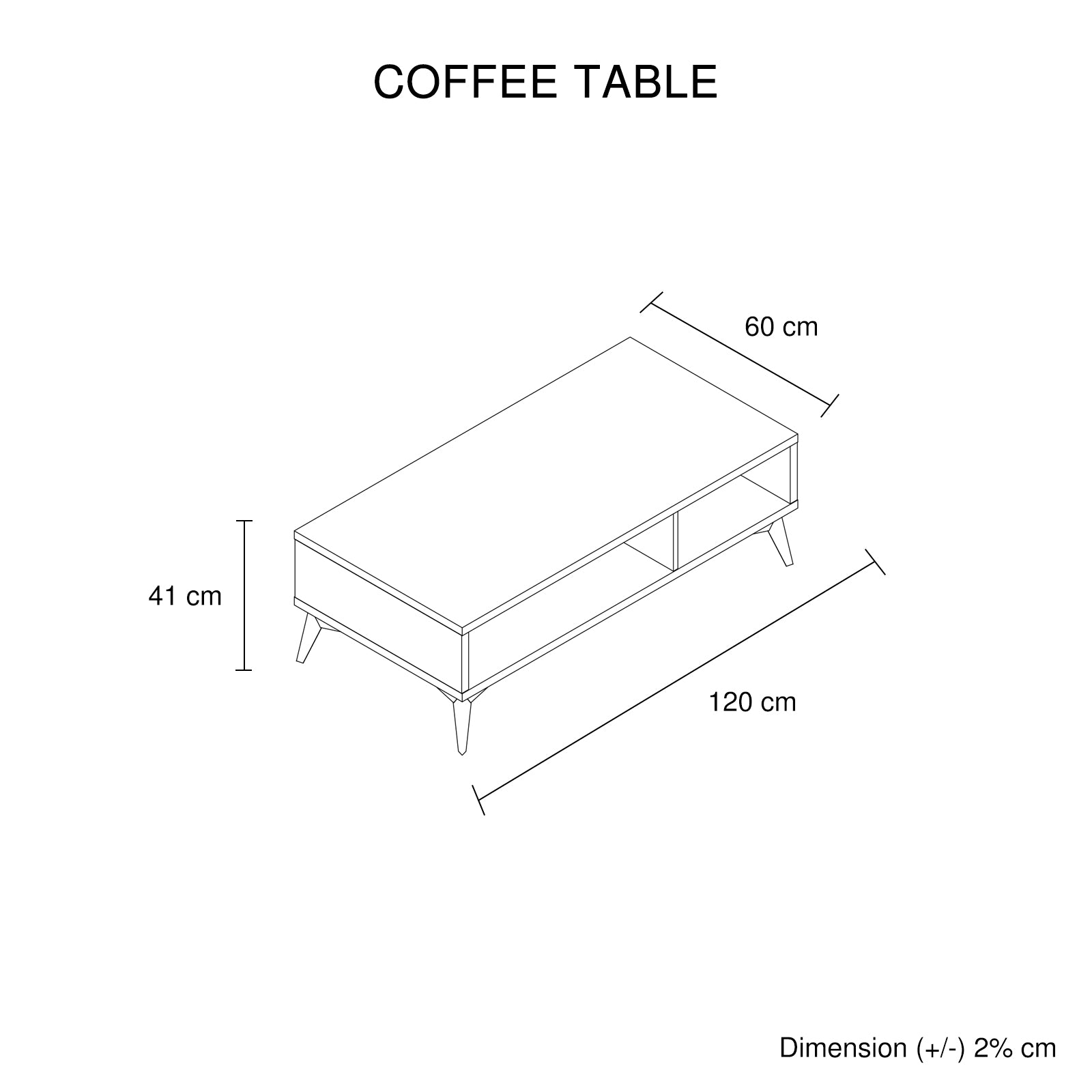 Coffee Tables: Coffee Table 2 Open Storage Cabinet MDF in Champagne Colour