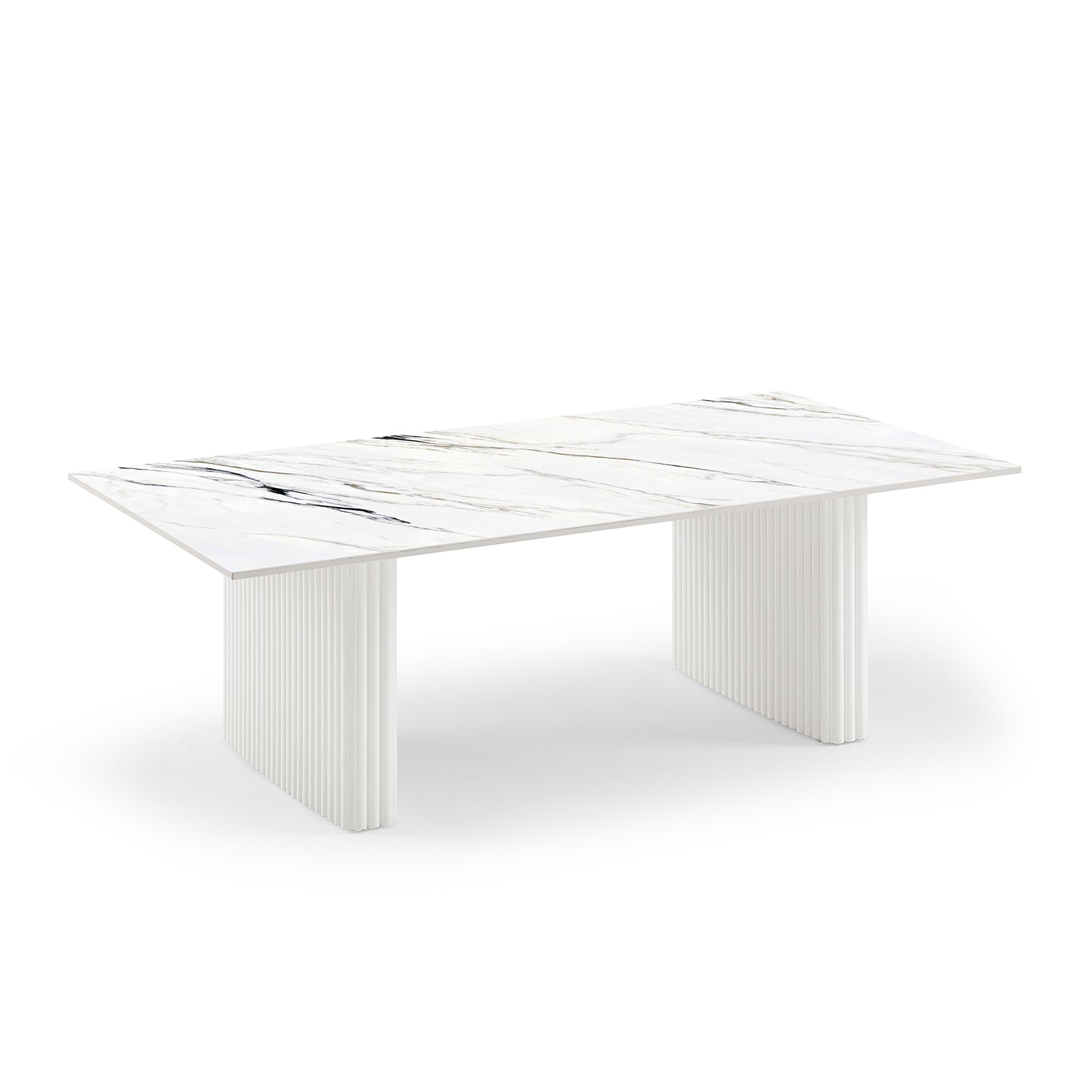 Coffee Tables: Coffee Table Sintered Stone Top MDF Table Base Glossy White