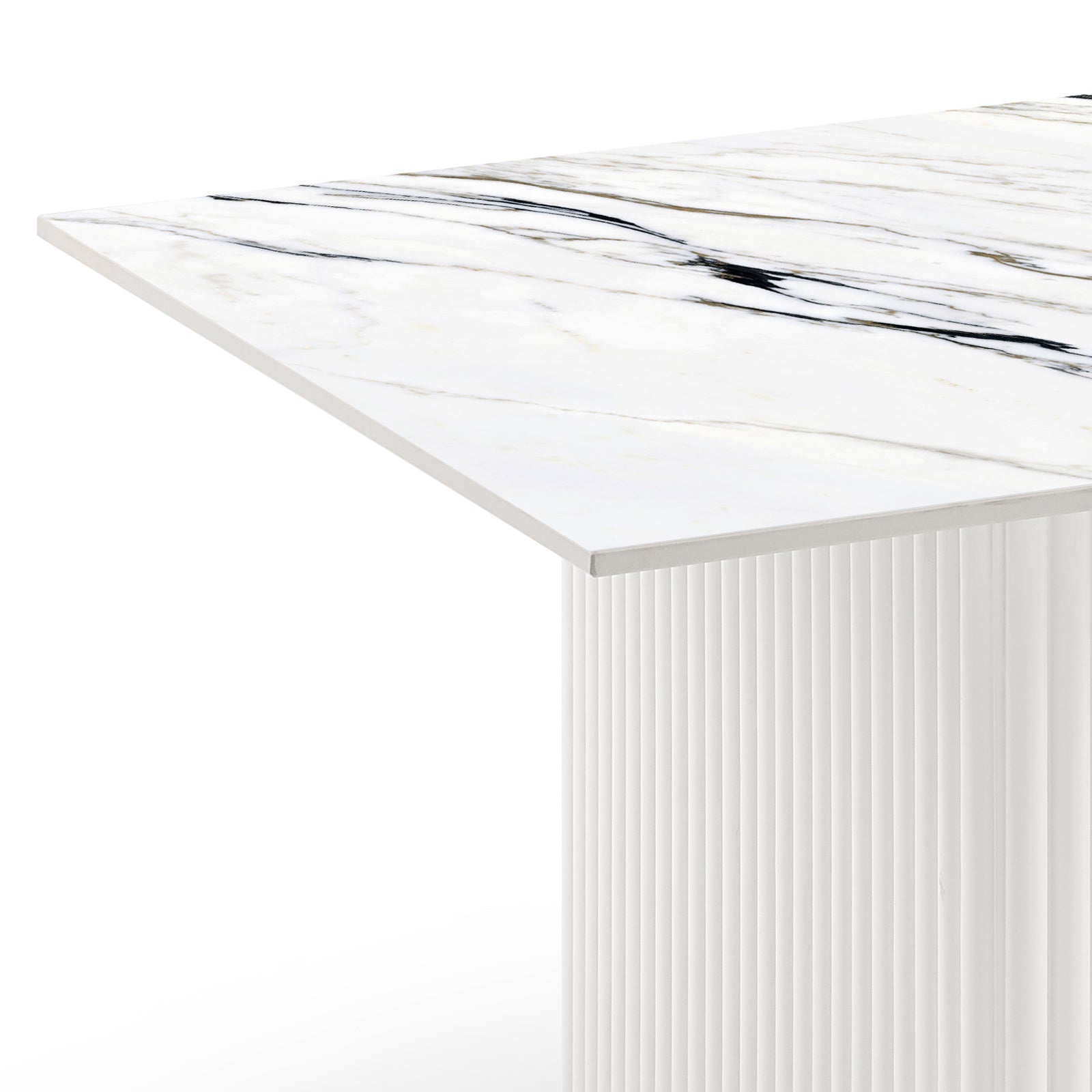 Coffee Tables: Coffee Table Sintered Stone Top MDF Table Base Glossy White