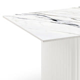 Coffee Tables: Coffee Table Sintered Stone Top MDF Table Base Glossy White