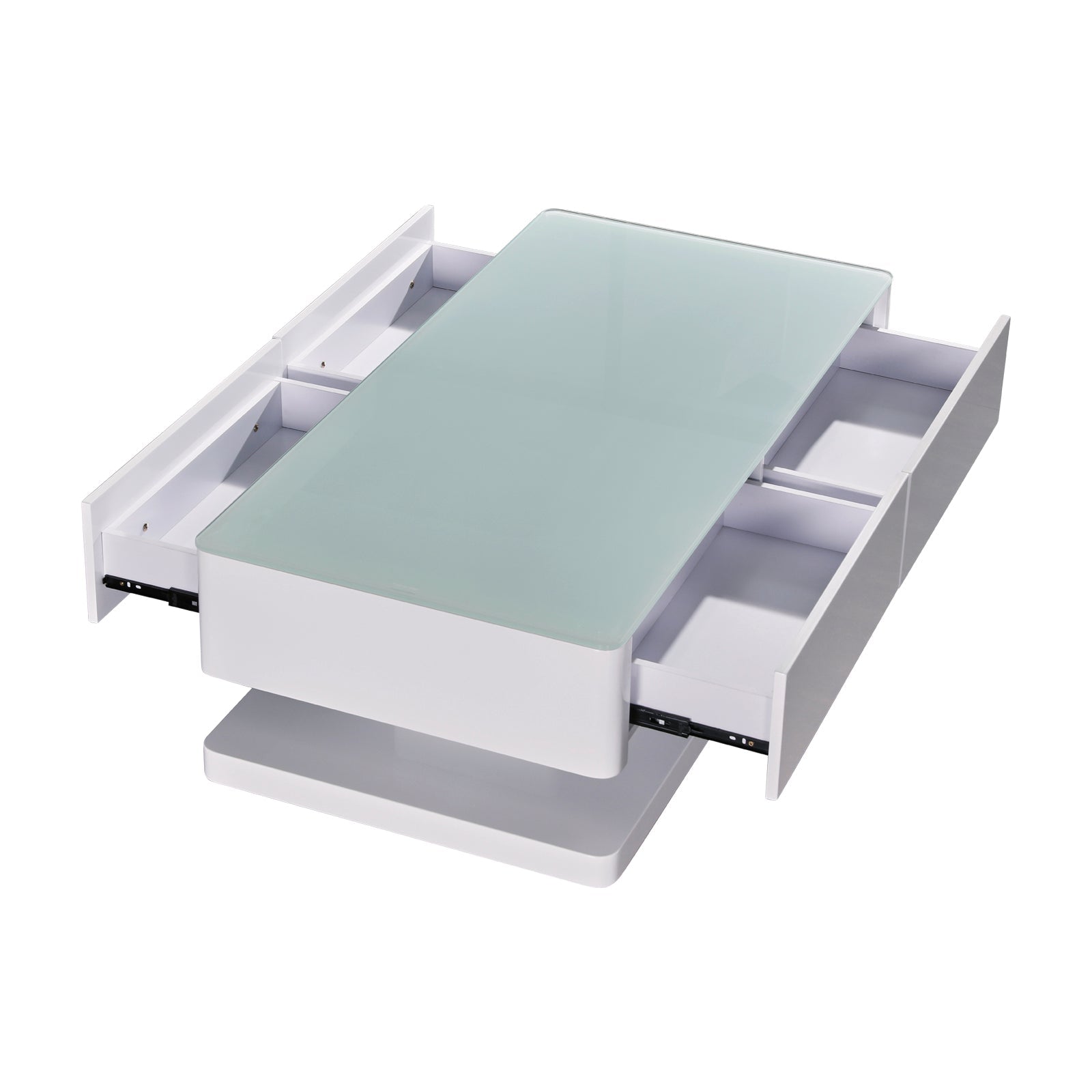 Coffee Tables: Stylish Coffee Table High Gloss Finish Shiny White Colour with 4 Drawers Storage
