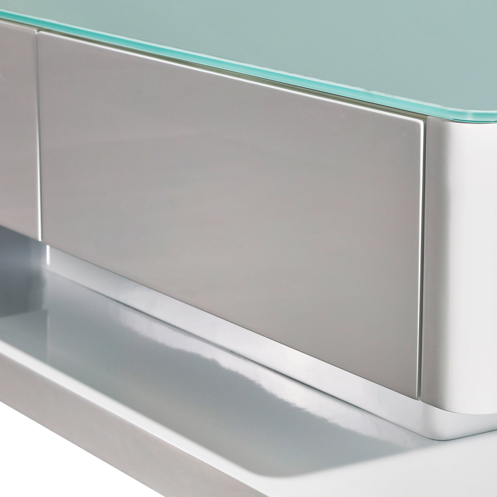 Coffee Tables: Stylish Coffee Table High Gloss Finish Shiny White Colour with 4 Drawers Storage