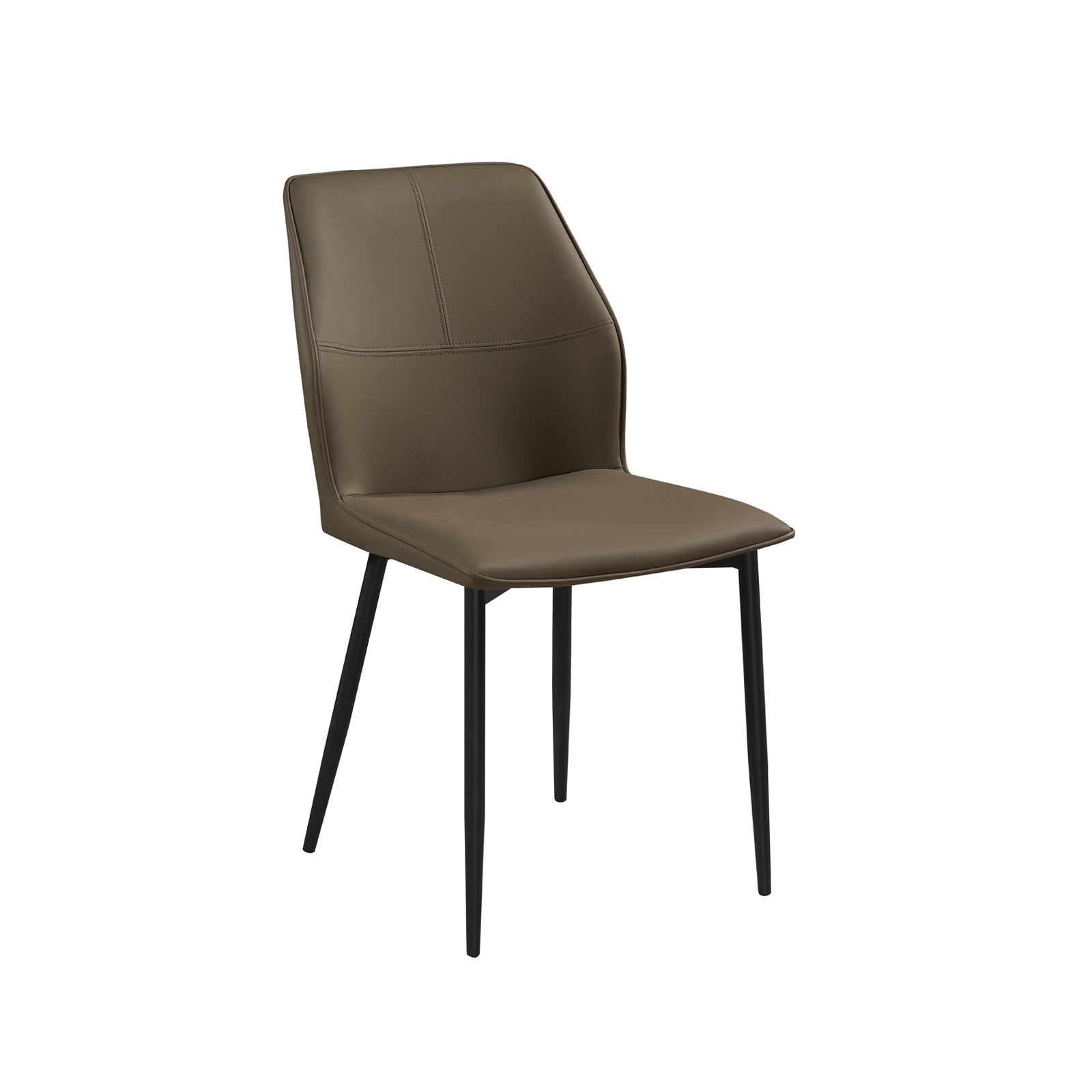 Kitchen & Dining Chairs: 6x Dining Chair Brown Faux Leather Upholstered Seat Powder Coated Iron Legs