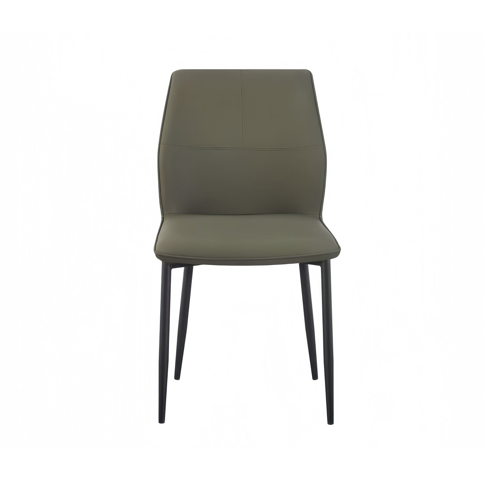 Kitchen & Dining Chairs: 6x Dining Chair Brown Faux Leather Upholstered Seat Powder Coated Iron Legs