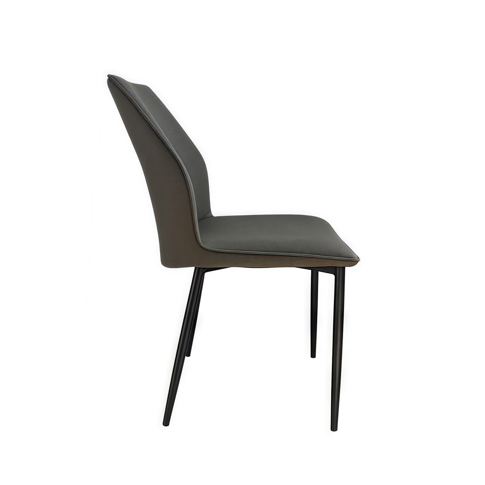 Kitchen & Dining Chairs: 6x Dining Chair Brown Faux Leather Upholstered Seat Powder Coated Iron Legs