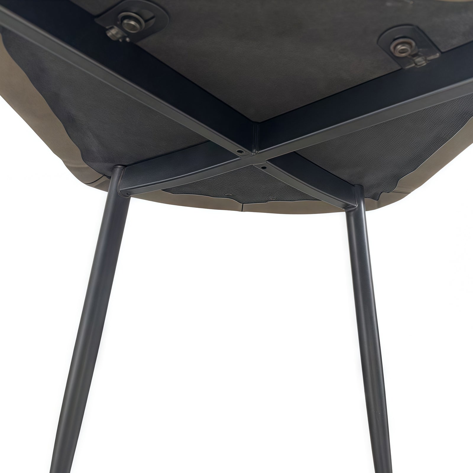 Kitchen & Dining Chairs: 6x Dining Chair Brown Faux Leather Upholstered Seat Powder Coated Iron Legs