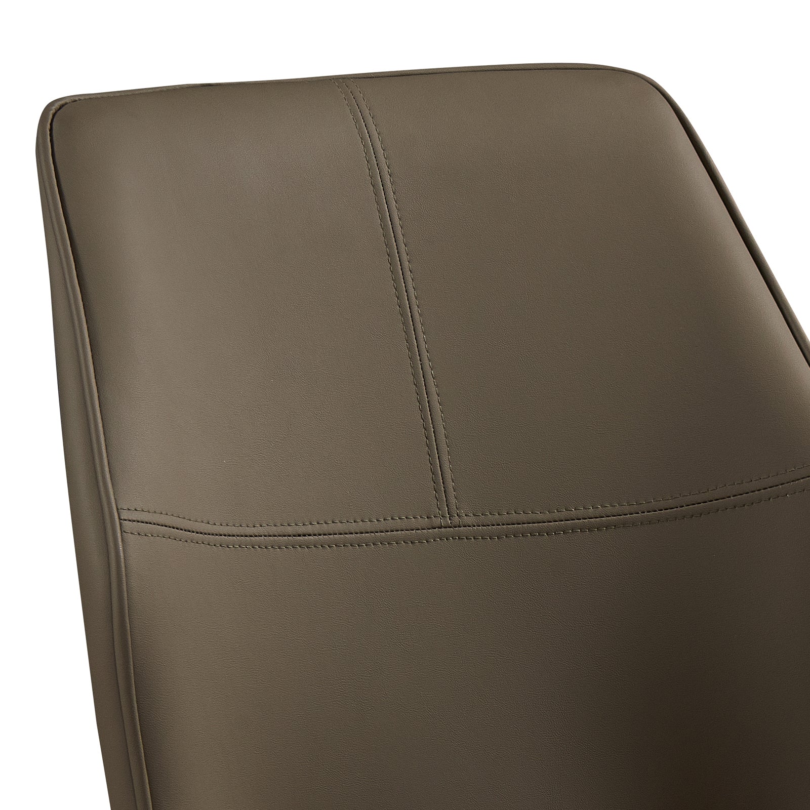 Kitchen & Dining Chairs: 6x Dining Chair Brown Faux Leather Upholstered Seat Powder Coated Iron Legs