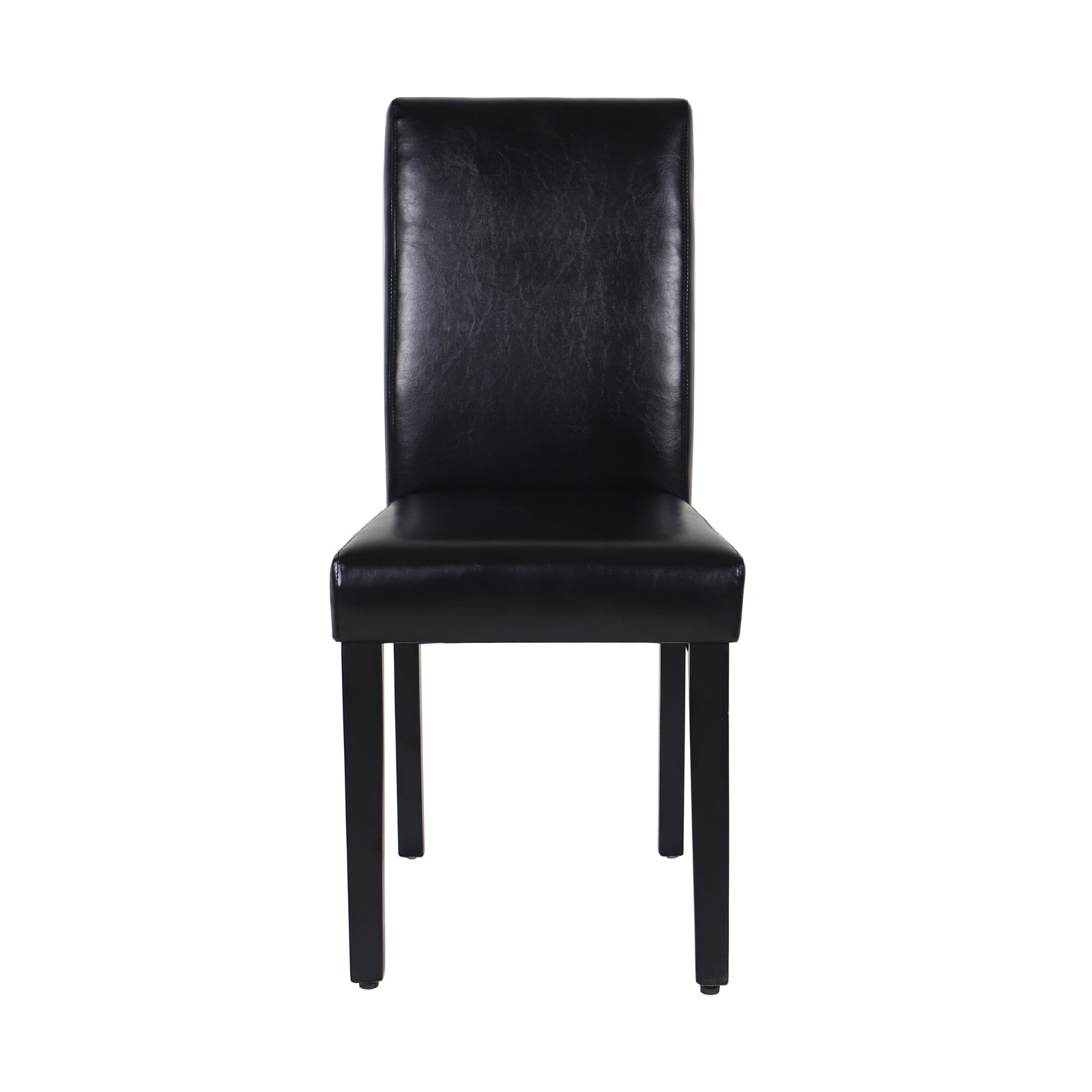 Kitchen & Dining Chairs: 2x Wooden Frame Black Leatherette Dining Chairs with Solid Pine Legs