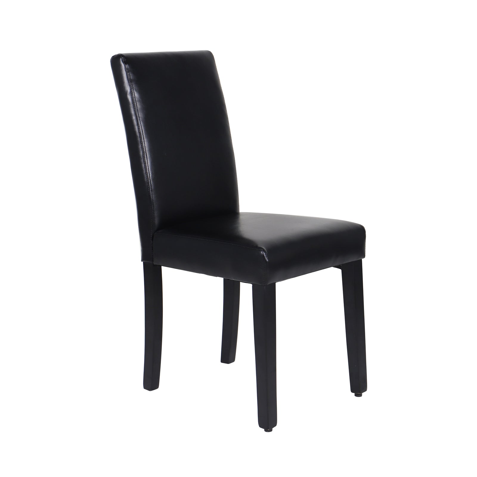 Kitchen & Dining Chairs: 2x Wooden Frame Black Leatherette Dining Chairs with Solid Pine Legs