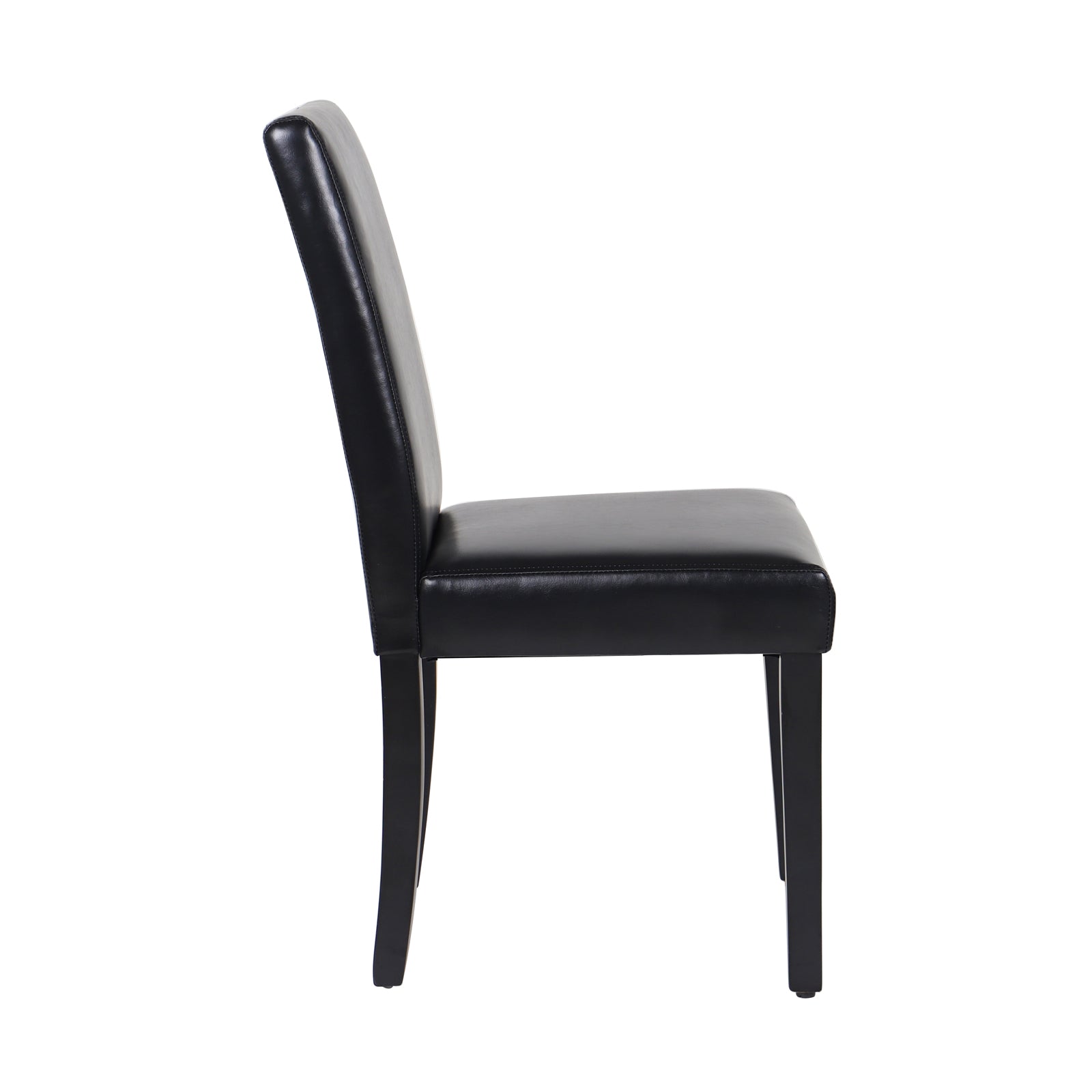 Kitchen & Dining Chairs: 2x Wooden Frame Black Leatherette Dining Chairs with Solid Pine Legs