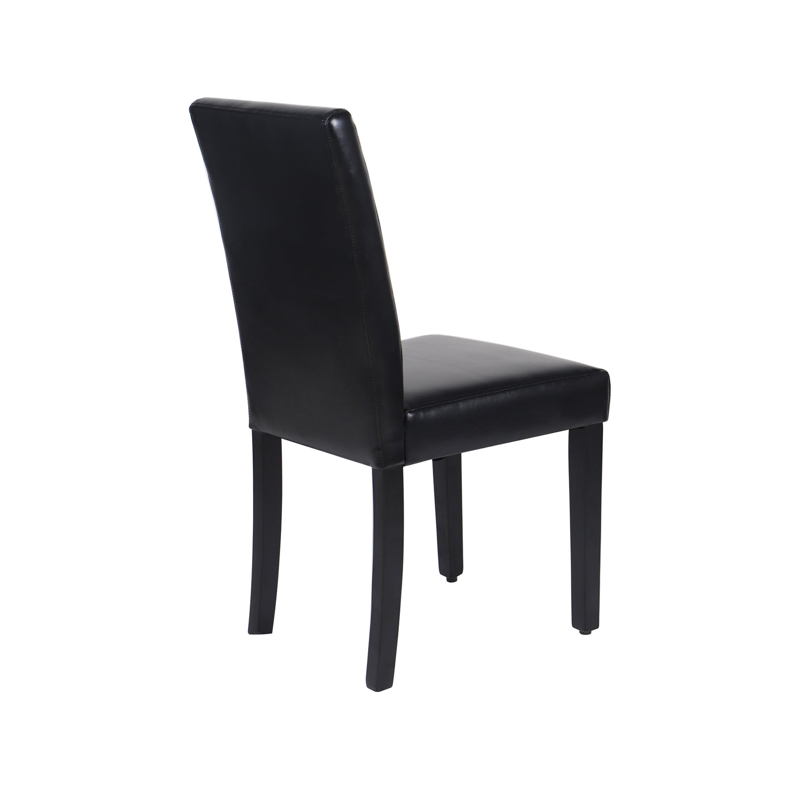 Kitchen & Dining Chairs: 2x Wooden Frame Black Leatherette Dining Chairs with Solid Pine Legs