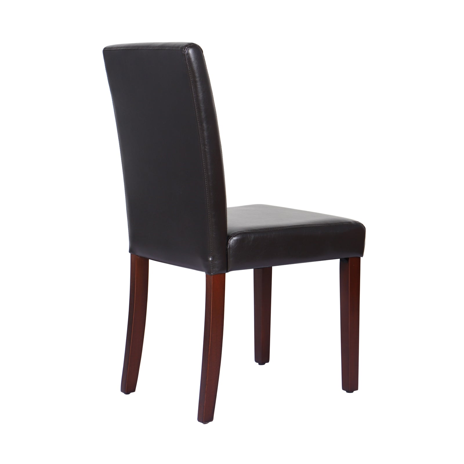 Kitchen & Dining Chairs: 2x Wooden Frame Brown Leatherette Dining Chairs with Solid Pine Legs