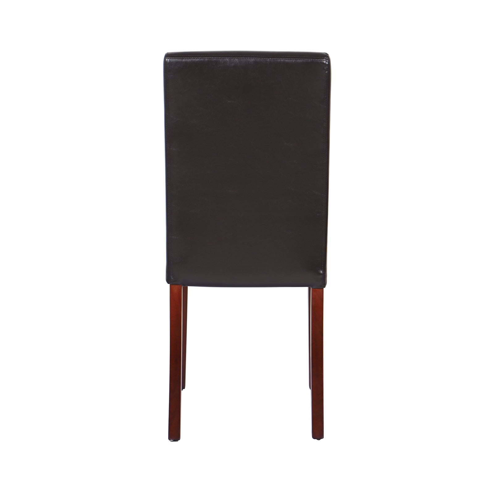 Kitchen & Dining Chairs: 2x Wooden Frame Brown Leatherette Dining Chairs with Solid Pine Legs
