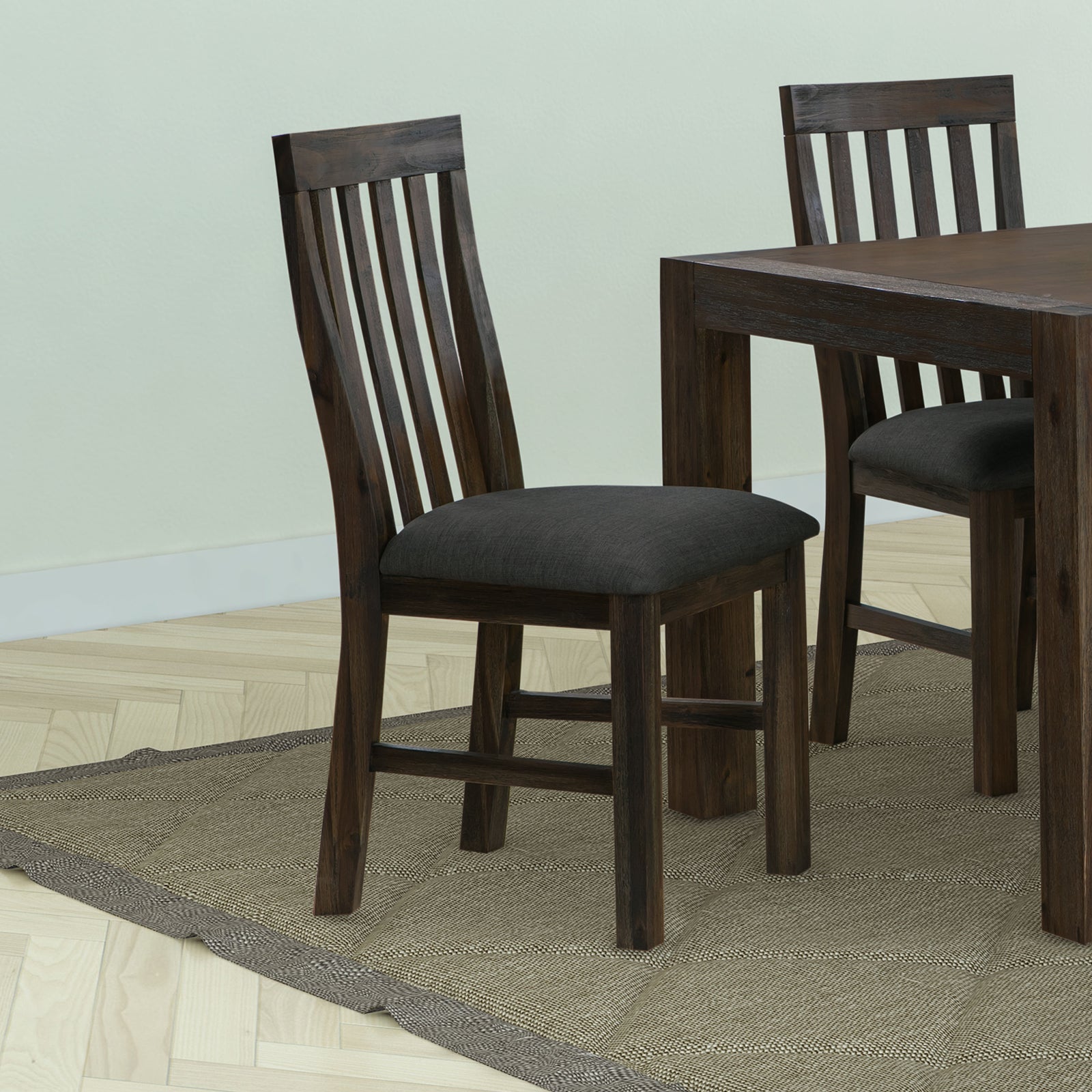 Table & Bar Stools: 2x Wooden Frame Leatherette in Solid Wood Acacia & Veneer Dining Chairs in Chocolate Colour