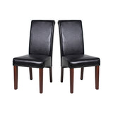 2x Wooden Frame Black Leatherette Dining Chairs with Solid Pine Legs