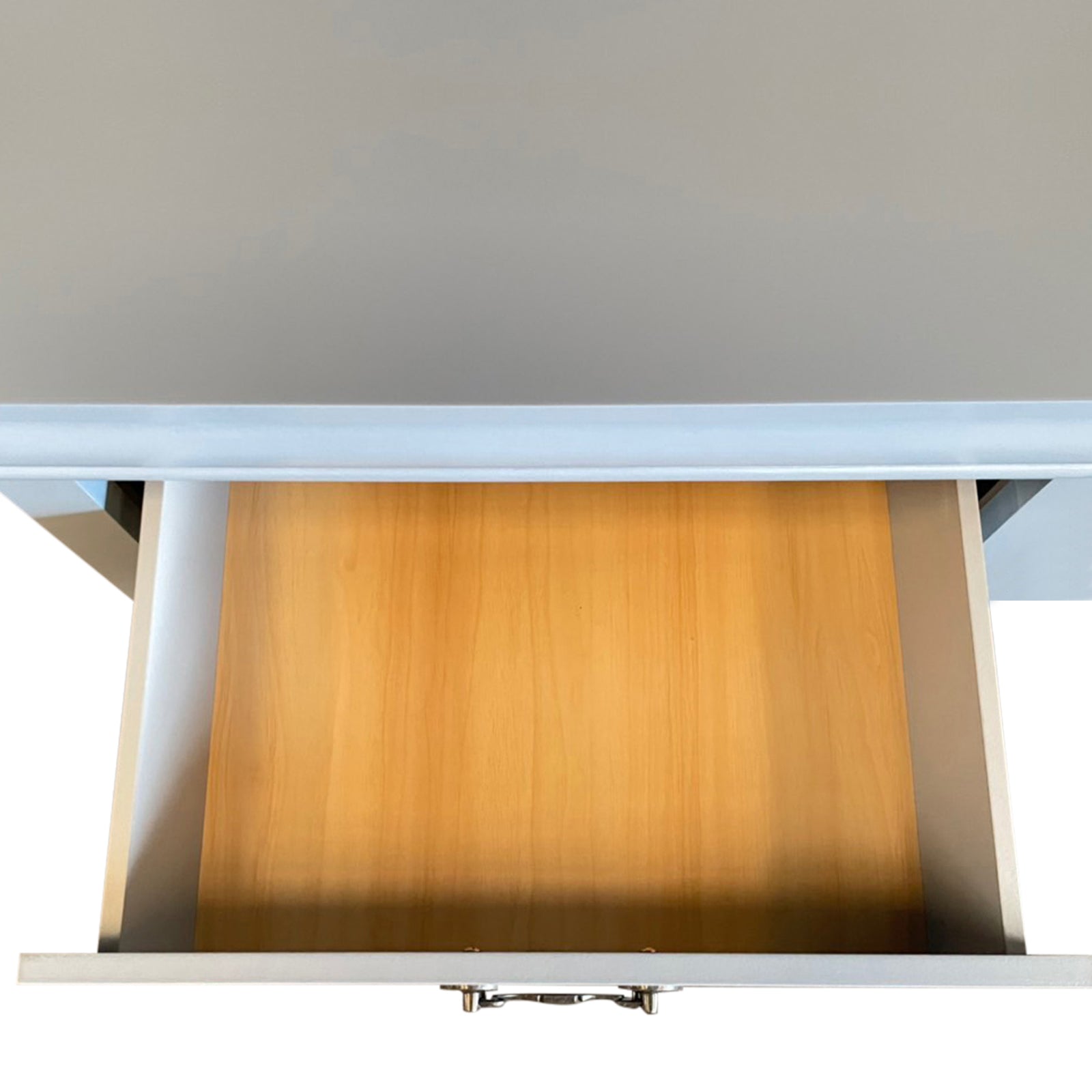 Dressers: Dressing Chest with 6 Storage Drawers in Solid Wooden Mirror Metal Handles Grey Colour