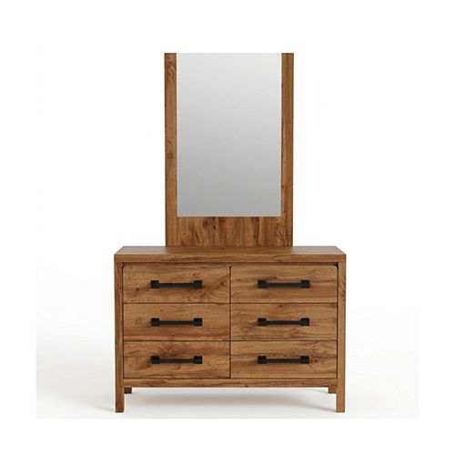 Natural Timber Look Dresser with Mirror