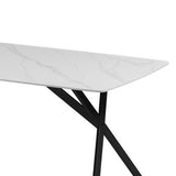 Dining Tables: Dining Table Rectangular Shape White Sintered Stone Top Powder Coated Iron Legs