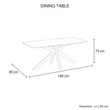 Dining Tables: Dining Table Rectangular Shape Grey Sintered Stone Top Powder Coated Iron Legs