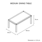 Dining Tables: Dining Table 180cm Medium Size with Solid Acacia Wooden Base in Oak Colour