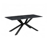 Dining Tables: Dining Table Rectangular Shape Green Sintered Stone Top Powder Coated Iron Legs