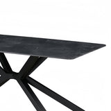 Dining Tables: Dining Table Rectangular Shape Green Sintered Stone Top Powder Coated Iron Legs