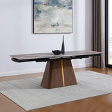 Dining Tables: Dining Table MDF Ceramic Glass Table Top Extendable Decorative Stripe