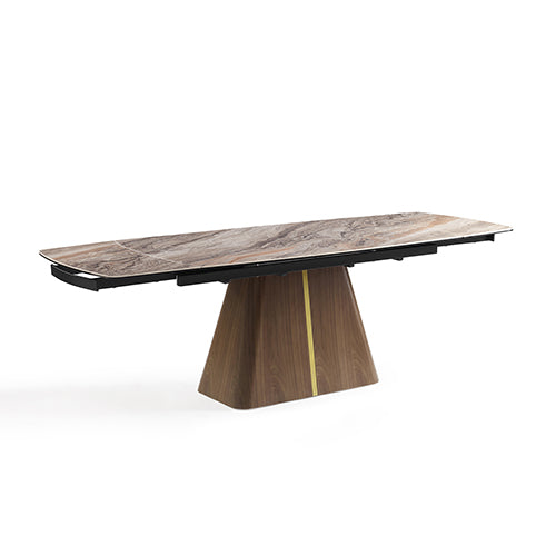 Dining Tables: Dining Table MDF Ceramic Glass Table Top Extendable Decorative Stripe