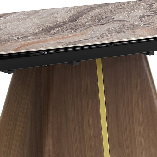 Dining Tables: Dining Table MDF Ceramic Glass Table Top Extendable Decorative Stripe