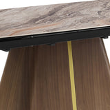 Dining Tables: Dining Table MDF Ceramic Glass Table Top Extendable Decorative Stripe