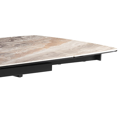 Dining Tables: Dining Table MDF Ceramic Glass Table Top Extendable Decorative Stripe