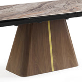 Dining Tables: Dining Table MDF Ceramic Glass Table Top Extendable Decorative Stripe
