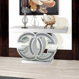 Buffets & Sideboards: Hall Table MDF & Mirror & Crushed Acrylic Diamonds Silver Colour