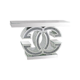 Buffets & Sideboards: Hall Table MDF & Mirror & Crushed Acrylic Diamonds Silver Colour