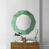 Mirrors: Wall Mirror MDF Silver Mirror & Green Frame Trigonometrical Shape MRR-04