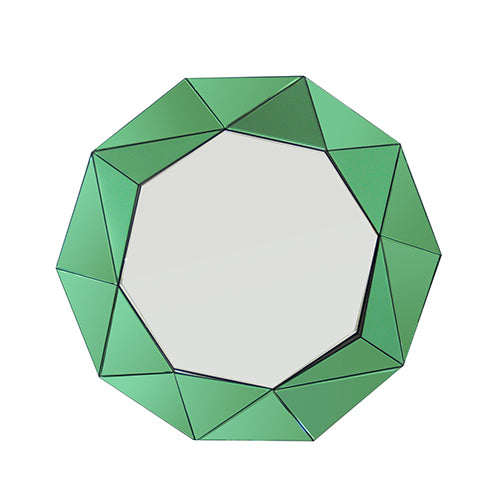 Mirrors: Wall Mirror MDF Silver Mirror & Green Frame Trigonometrical Shape MRR-04