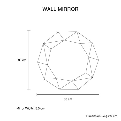 Mirrors: Wall Mirror MDF Silver Mirror & Green Frame Trigonometrical Shape MRR-04