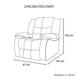 Arm Chairs & Recliners: Chelsea 1R Seater Finest Leatherette Recliner Feature Console LED Light Ultra Cushioned