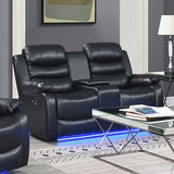 Arm Chairs & Recliners: Chelsea 2R Seater Finest Leatherette Recliner Feature Console LED Light Ultra Cushioned