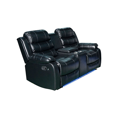 Arm Chairs & Recliners: Chelsea 2R Seater Finest Leatherette Recliner Feature Console LED Light Ultra Cushioned