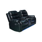 Arm Chairs & Recliners: Chelsea 2R Seater Finest Leatherette Recliner Feature Console LED Light Ultra Cushioned
