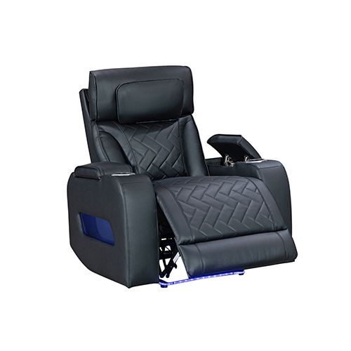 1 Seater Air leather Power Recliner Sofa with LED Light In Black